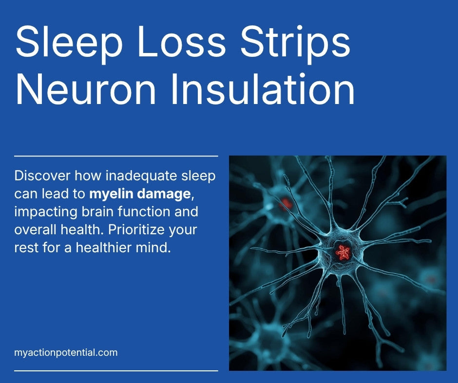 AI-assisted illustration: Sleep loss myelin damage illustration