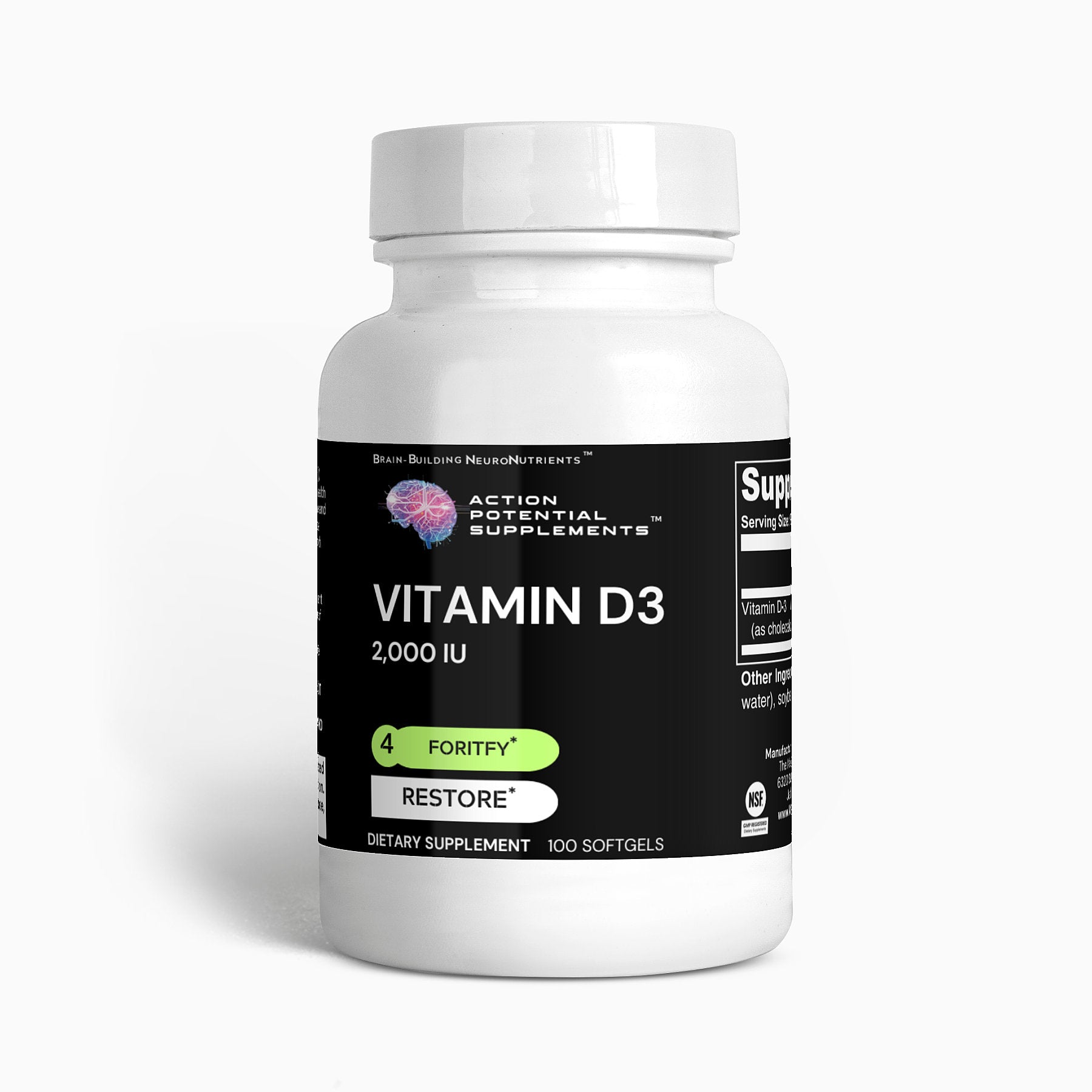 Vitamin D3 2,000 IU - Product front label