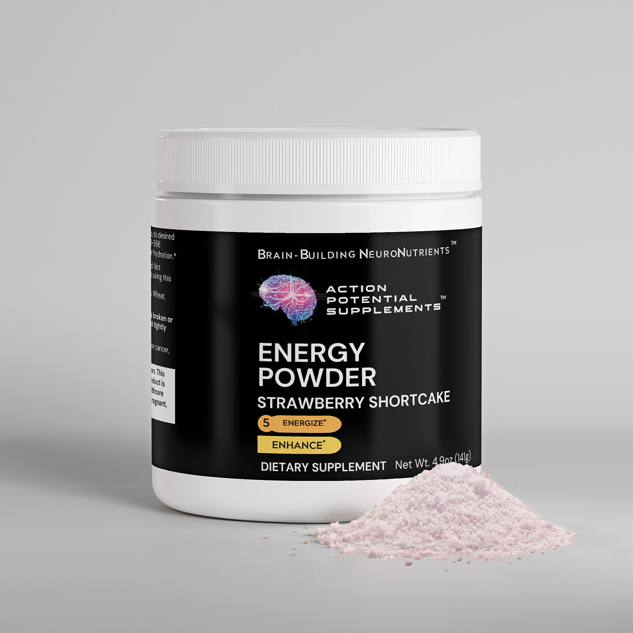 Energy Powder (Strawberry Shortcake) - Product side view