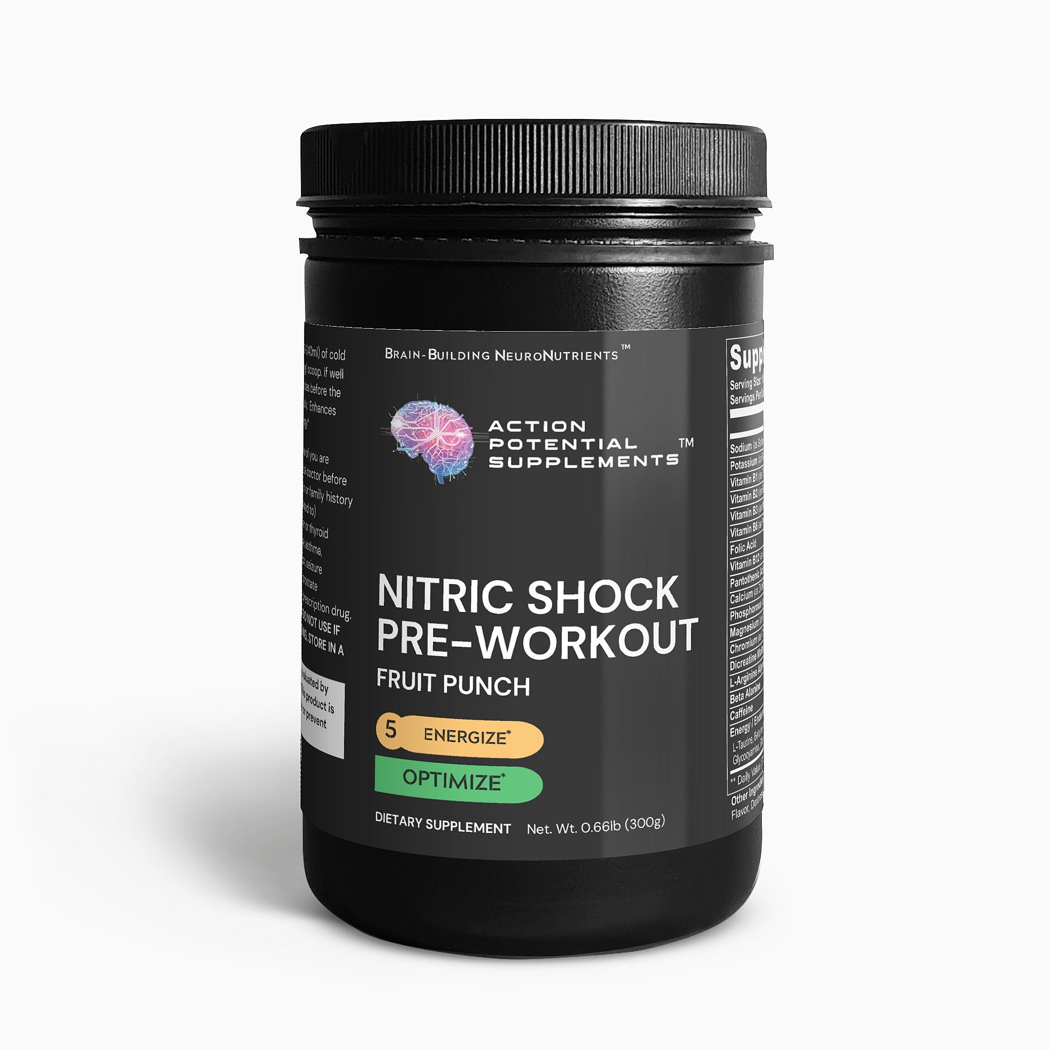 Nitric Shock Pre-Workout Powder (Fruit Punch) - Product front label