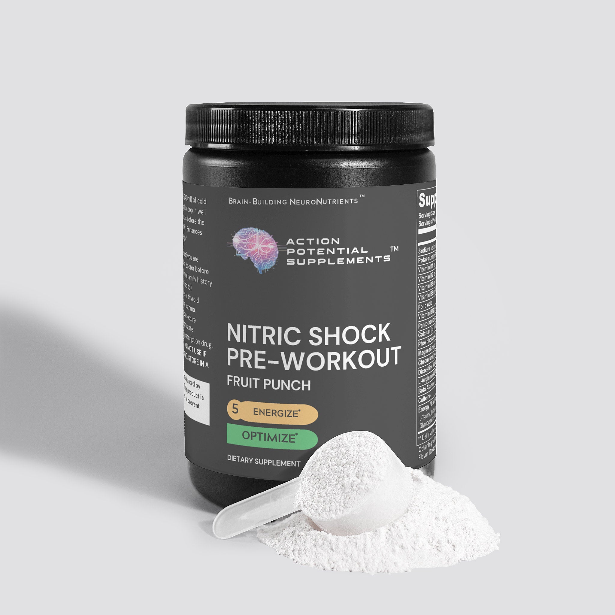 Nitric Shock Pre-Workout Powder (Fruit Punch) - Product side view